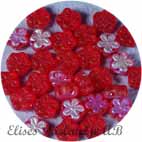 Blomma Frostad Glaspärla 8 mm Röd med Iris15 st