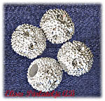 Metallkula 10 mm Silverfärgad med Strasstenar Krystal, 2 st