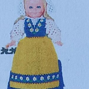 Enkelmönster 1985012 Docka Sverige flicka17cm i 9/0, 15cm i 11/0