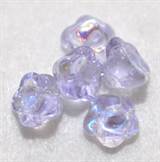 Blomma Glaspärla 5 x 7 mm Lila 5 st Hål på tvären