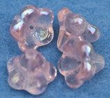 Blomma ( Änglekjol ) Glaspärla 10 x 12 mm  Rosa med iris 4 st
