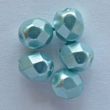 Facettslipade Runda Glaspärlor 5 mm Ljusblå metallic ca 50st