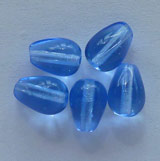 Droppe Glaspärlor 6 x 9 mm Blå Transp hål på längden ca 50st