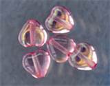 Hjärta Glaspärla 6 x 6 mm Rosa Transparent Iris ca 50 st