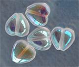 Hjärta Glaspärla 6 x 6 mm Klar Transparent Iris ca 50 st