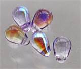 Droppe Glaspärlor 4 x 6 mm LilaTransparent Iris ca 25 st