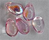 Droppe Glaspärlor 6 x 9 mm Rosa Transparent Iris ca 25 st