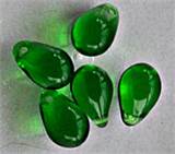 Droppe Glaspärlor 6 x 9 mm Grön Transparent ca 50 st