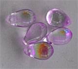 Droppe Glaspärlor 6 x 9 mm Lila Transparent Iris ca 25 st