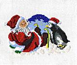 Jultomte på Skidor med Pingvin 21 x 12,5 cm
