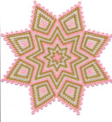 Sats i 11/0 till Duk 23cm Rosa,Guld och vit. inkl mönster
